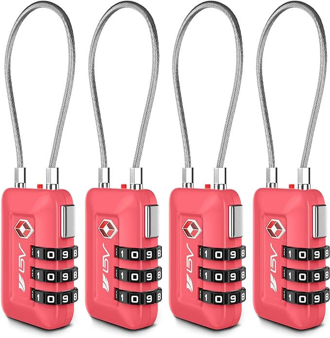 TSA approved padlocks, luggage locks for solo female travel