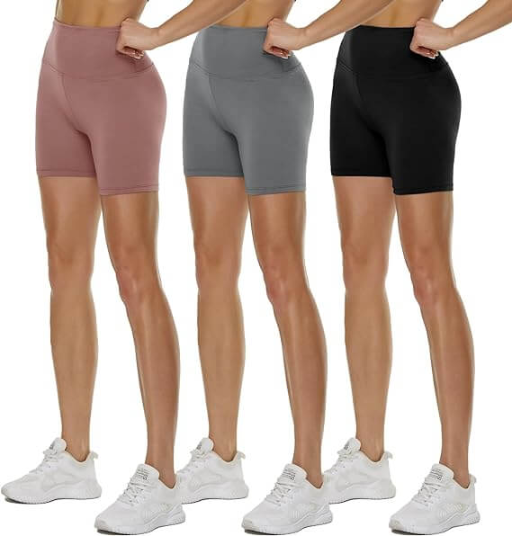 3 pack of biker shorts in different colors. comfortable fit and ideal for solo female travel adventures