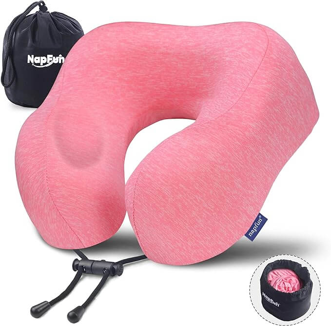 Neck pillow; plane neck pillow for solo female travel; pink travel pillow for solo travel woman