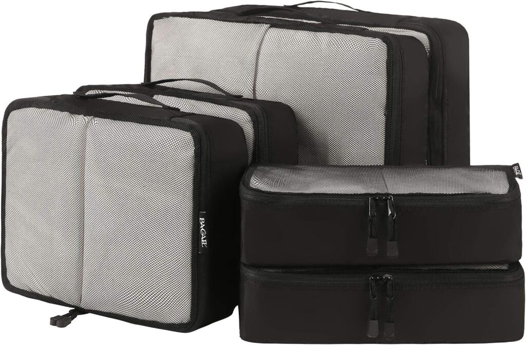 black packing cubes ideal for solo female travel and keeping organized