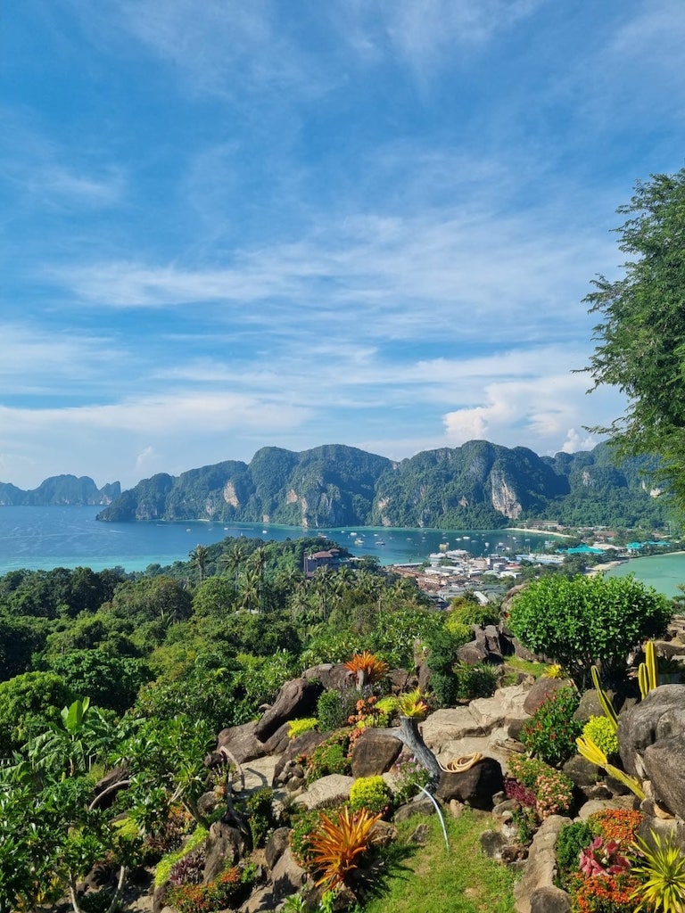 Panoramic view from phi phi island viewpoint in thailand