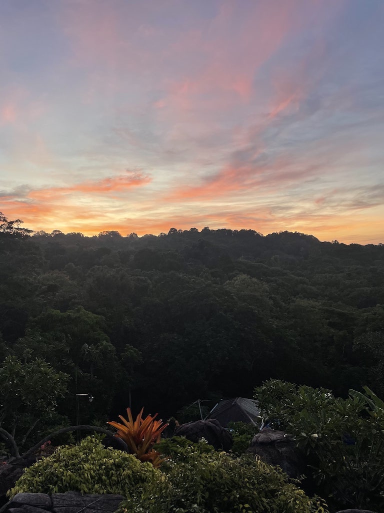 sunset from viewpoint in phi phi island thailand